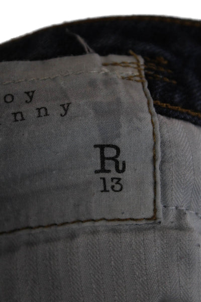 R13 Womens Vintage Dark Wash Boy Skinny Leg Jeans Blue Cotton Size 26