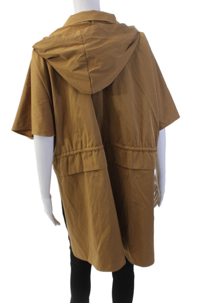 Zara Womens Short Sleeved Collared Drawstring Waist Jacket Brown Size M