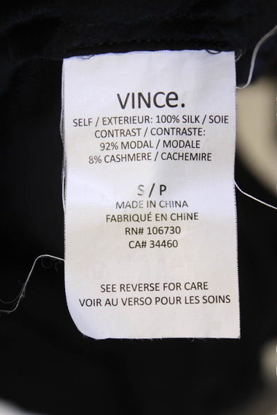 Vince Womens Silk Long Sheer Raglan Sleeve Blouse Black Size S