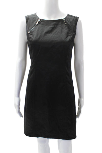 Calvin Klein Womens Cotton Sateen Sleeveless Shift Dress Black Size 4