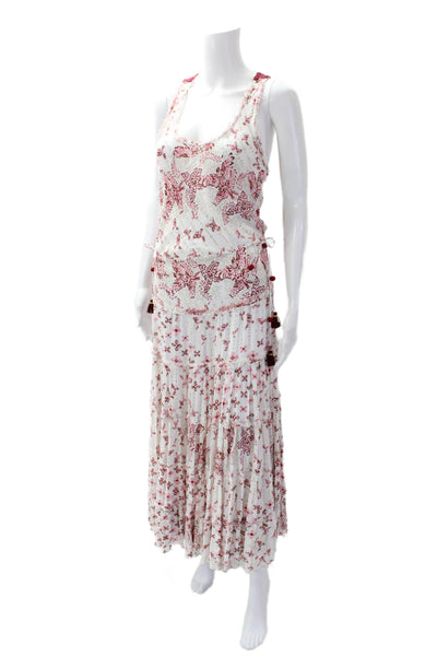 Poupette St. Barth Women's Scoop Neck Crochet Maxi Dress Floral Size XS