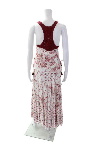 Poupette St. Barth Women's Scoop Neck Crochet Maxi Dress Floral Size XS