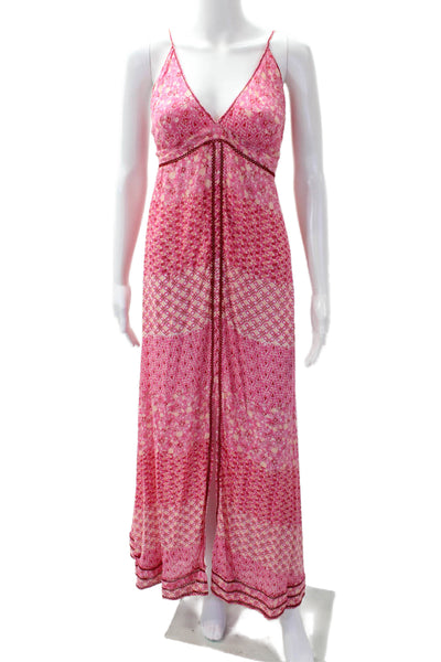 Poupette St. Barth Women's Denise Spaghetti Straps Slit Midi Dress Floral Size L