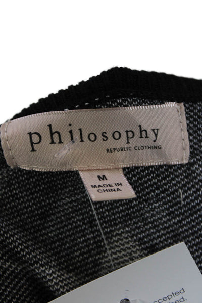 philosophy Womens Long Sleeve Open Front Graphic Print Cardigan Black Size M