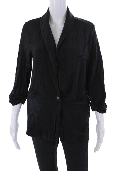 Joie Womens Long Sleeve Open Front Long Casual Cardigan Black Size XL