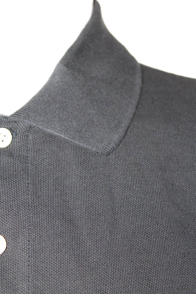 Brooks Brothers Mens Cotton Short Sleeve Button V-neck Polo Shirt Black Size M