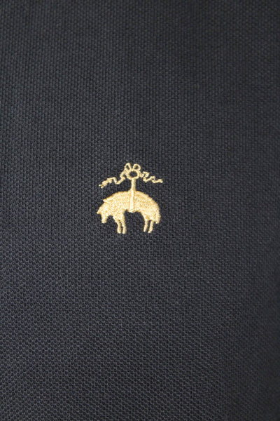 Brooks Brothers Mens Cotton Short Sleeve Button V-neck Polo Shirt Black Size M