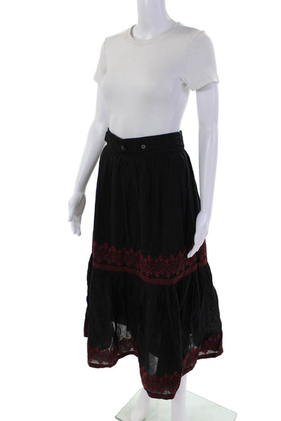 Pinnacle Shruti Sancheti Womens Embroidered Stretch Maxi Skirt Black Size Small