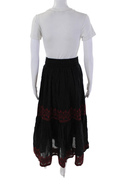 Pinnacle Shruti Sancheti Womens Embroidered Stretch Maxi Skirt Black Size Small