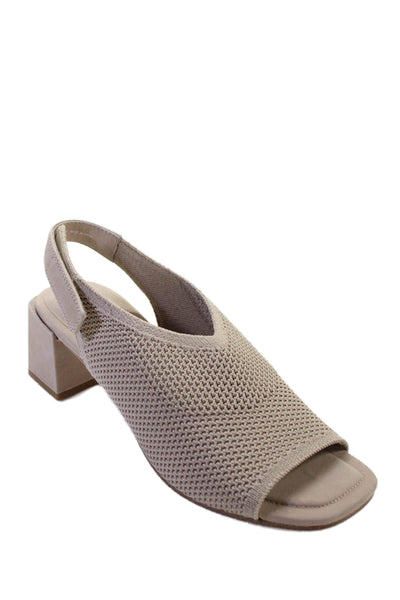 Eileen Fisher Womens Woven Stretch Open Toe Block Heels Sandals Shoes Sand Sz 9M
