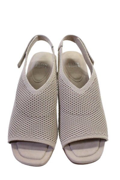 Eileen Fisher Womens Woven Stretch Open Toe Block Heels Sandals Shoes Sand Sz 9M