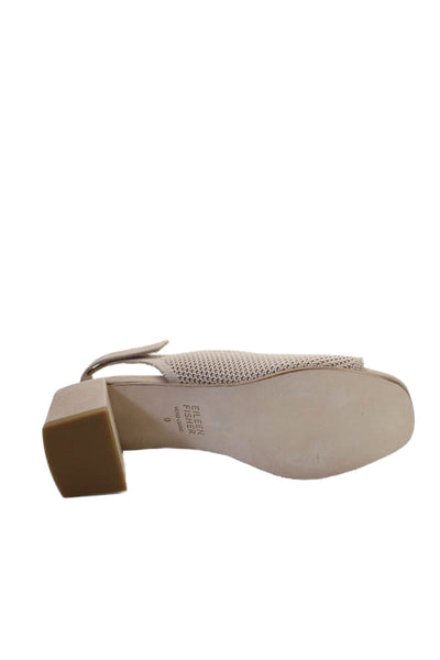 Eileen Fisher Womens Woven Stretch Open Toe Block Heels Sandals Shoes Sand Sz 9M