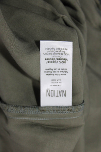 Nation LTD Womens Satin Round Neck Sleeveless Blouse Muted Green Size S