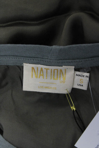 Nation LTD Womens Satin Round Neck Sleeveless Blouse Muted Green Size S