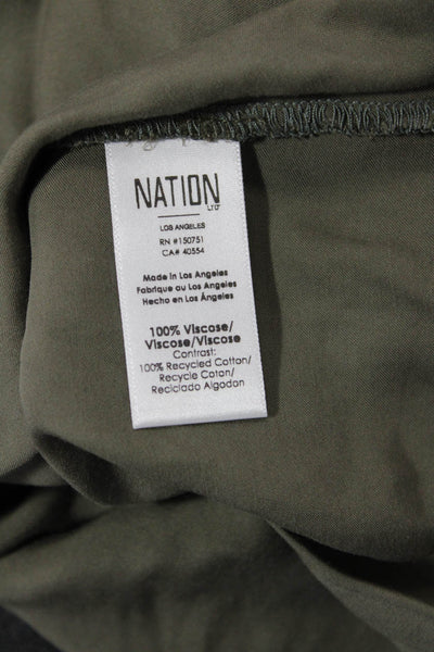 Nation LTD Womens Satin Round Neck Sleeveless Relaxed Blouse Muted Green Size XS