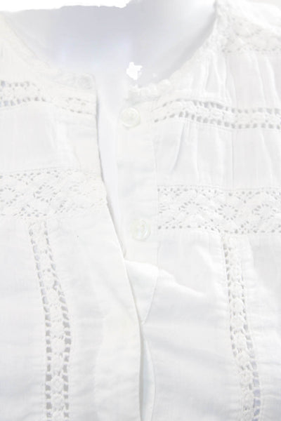 Tularosa Women's 3/4 Sleeves Round Neck Lace Trim Mini Dress White Size XS