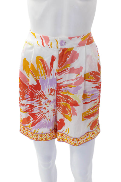 Poupette St. Barth Women's Button Closure Isabelle Shorts Orange Size L