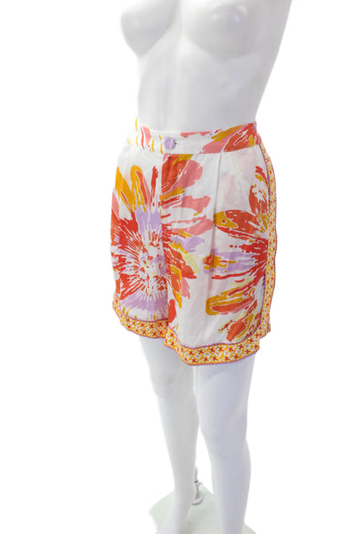 Poupette St. Barth Women's Button Closure Isabelle Shorts Orange Size L