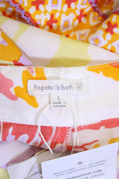 Poupette St. Barth Women's Button Closure Isabelle Shorts Orange Size L