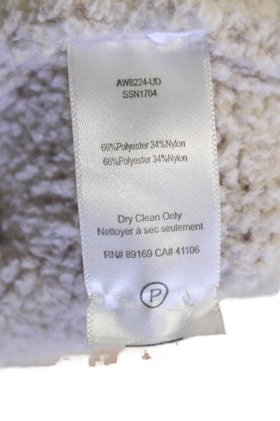 ATM Womens Crew Neck Ribbed Textured Knitted Sweater Light Beige Size S