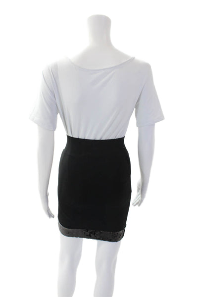 BCBG Max Azria Womens Fitted Sequined Hem Detail Mini Skirt Black Size XS