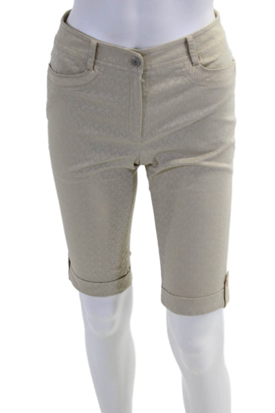 Louis Castal Women's Hook Closure Cuff Hem Bermuda Shorts Beige Size 64