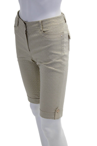 Louis Castal Women's Hook Closure Cuff Hem Bermuda Shorts Beige Size 64