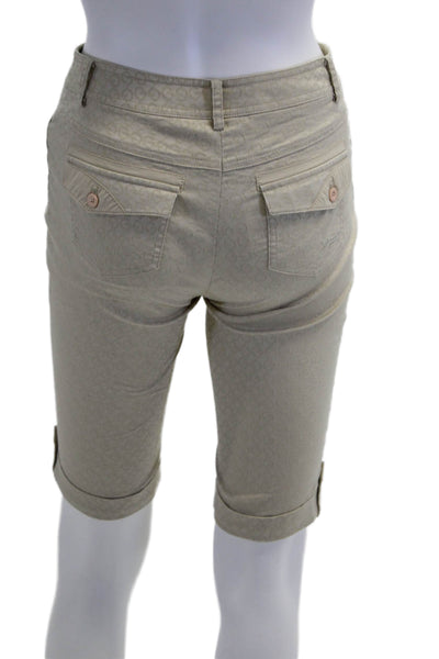 Louis Castal Women's Hook Closure Cuff Hem Bermuda Shorts Beige Size 64