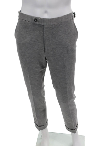 Duca Sartoria Men Zippered Cuffed Casual Flat Front Tapered Pants Gray Size 33
