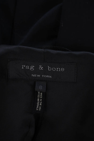 Rag & Bone Womens Wool One Button Lined Long Sleeve Blazer Solid Black Size 8