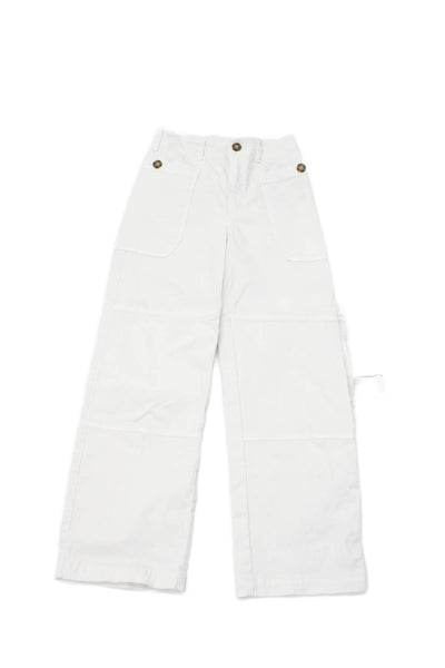 Frame Womens Cotton Straight Leg Buttoned Pockets High Rise Pants White Size 24