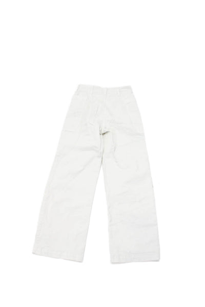Frame Womens Cotton Straight Leg Buttoned Pockets High Rise Pants White Size 24