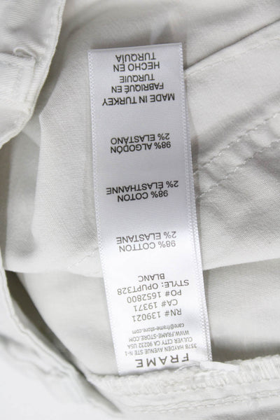 Frame Womens Cotton Straight Leg Buttoned Pockets High Rise Pants White Size 24