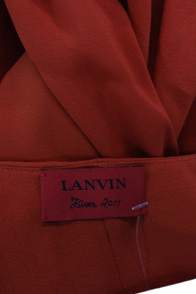 Lanvin Womens Silk Halter Neck Sleeveless High Low Maxi Dress Red Size 36