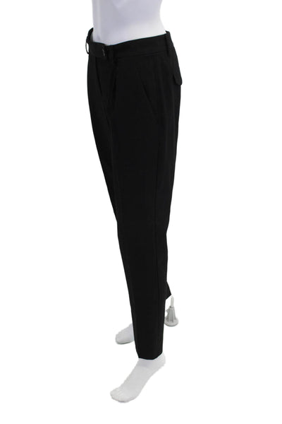 Theory Womens Pleated Front Slim Leg Dress Pant Trousers Black Wool Size 6