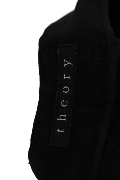 Theory Womens Pleated Front Slim Leg Dress Pant Trousers Black Wool Size 6
