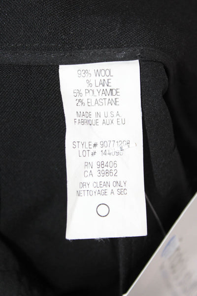 Theory Womens Pleated Front Slim Leg Dress Pant Trousers Black Wool Size 6