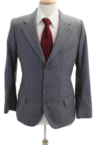 Tombolini Mens Striped Three Button Blazer Jacket Marble Gray Size 36
