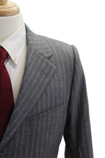 Tombolini Mens Striped Three Button Blazer Jacket Marble Gray Size 36