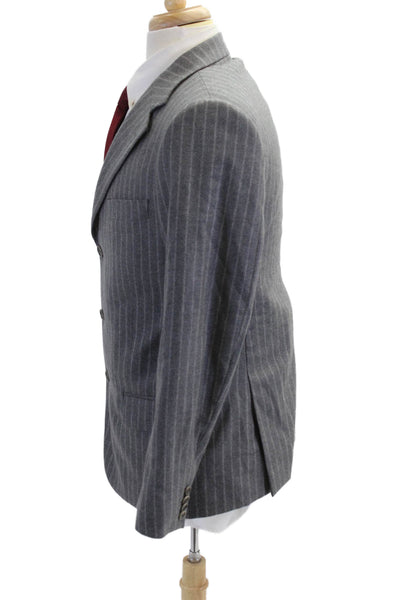 Tombolini Mens Striped Three Button Blazer Jacket Marble Gray Size 36