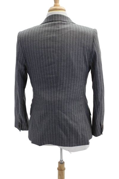 Tombolini Mens Striped Three Button Blazer Jacket Marble Gray Size 36