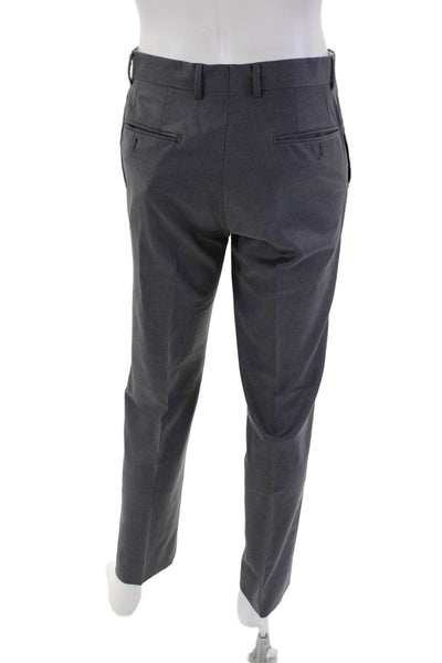 My Suit Mens Creased Slim Leg Flat Front Dress Pants Gray Wool Size 33