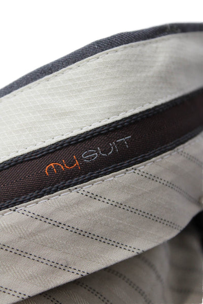 My Suit Mens Creased Slim Leg Flat Front Dress Pants Gray Wool Size 33
