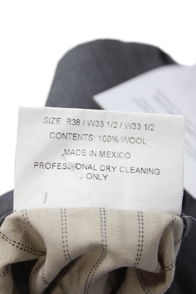 My Suit Mens Creased Slim Leg Flat Front Dress Pants Gray Wool Size 33
