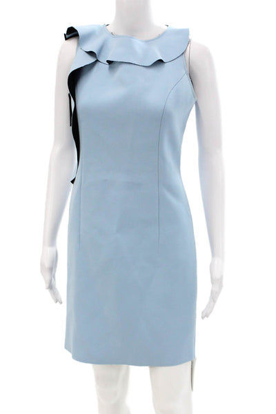 Jason Wu Womens Ruffle Detail Round Neck Sleeveless Mid-Calf Dress Blue Size 4