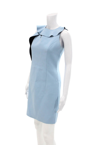 Jason Wu Womens Ruffle Detail Round Neck Sleeveless Mid-Calf Dress Blue Size 4