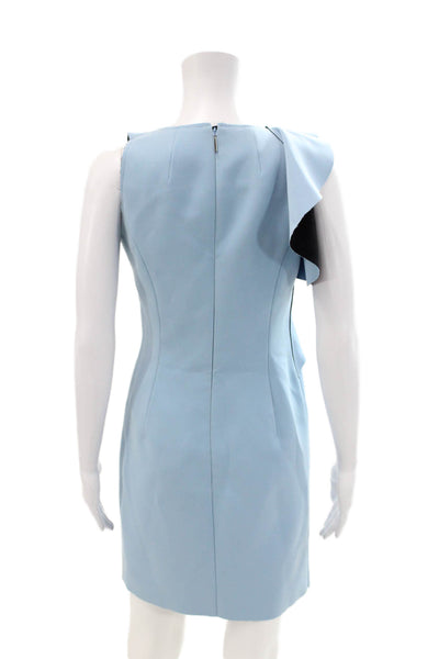 Jason Wu Womens Ruffle Detail Round Neck Sleeveless Mid-Calf Dress Blue Size 4