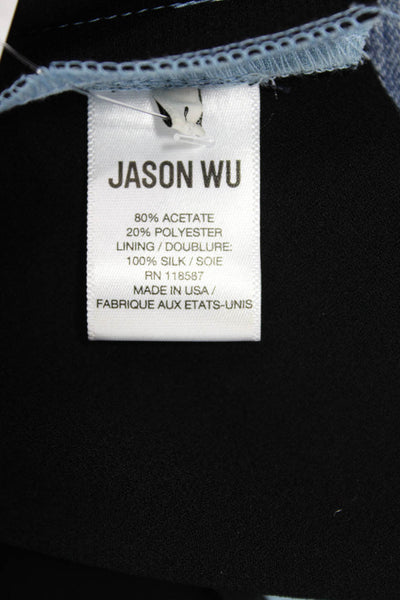 Jason Wu Womens Ruffle Detail Round Neck Sleeveless Mid-Calf Dress Blue Size 4
