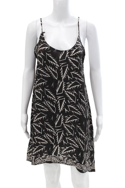 Natalie Martin Womens Silk Abstract Scoop Neck Mini Tank Dress Brown Size XS/S