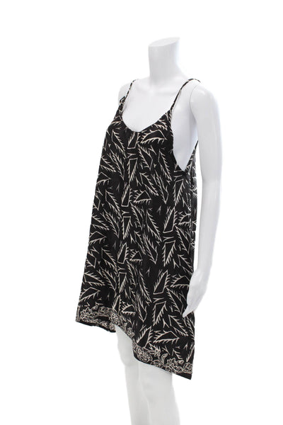 Natalie Martin Womens Silk Abstract Scoop Neck Mini Tank Dress Brown Size XS/S